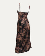 Waterfall Cross Patch Print Mesh Dress