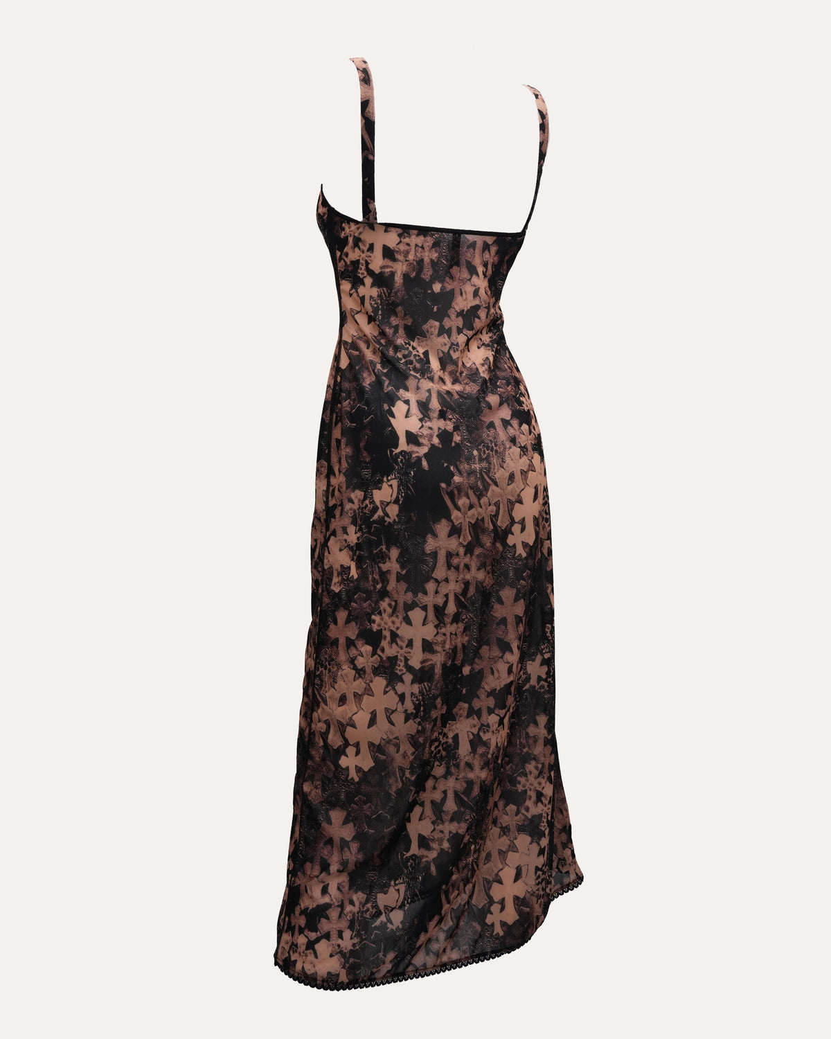 Waterfall Cross Patch Print Mesh Dress