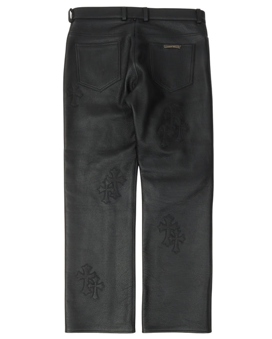 Cross Patch Leather Pants