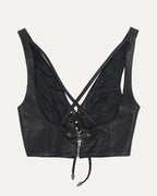 Lace Up Leather Bra