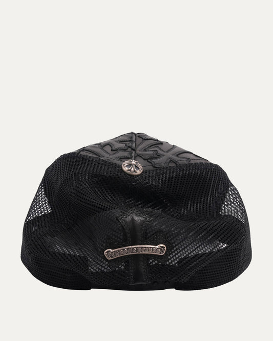 Leather Cross Patch Trucker Hat
