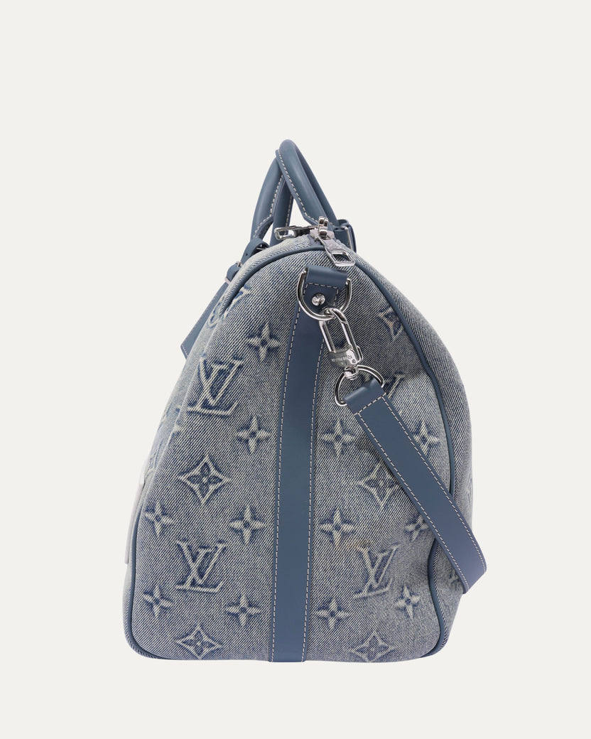 Monogram Denim Keepall Bandouliere 50