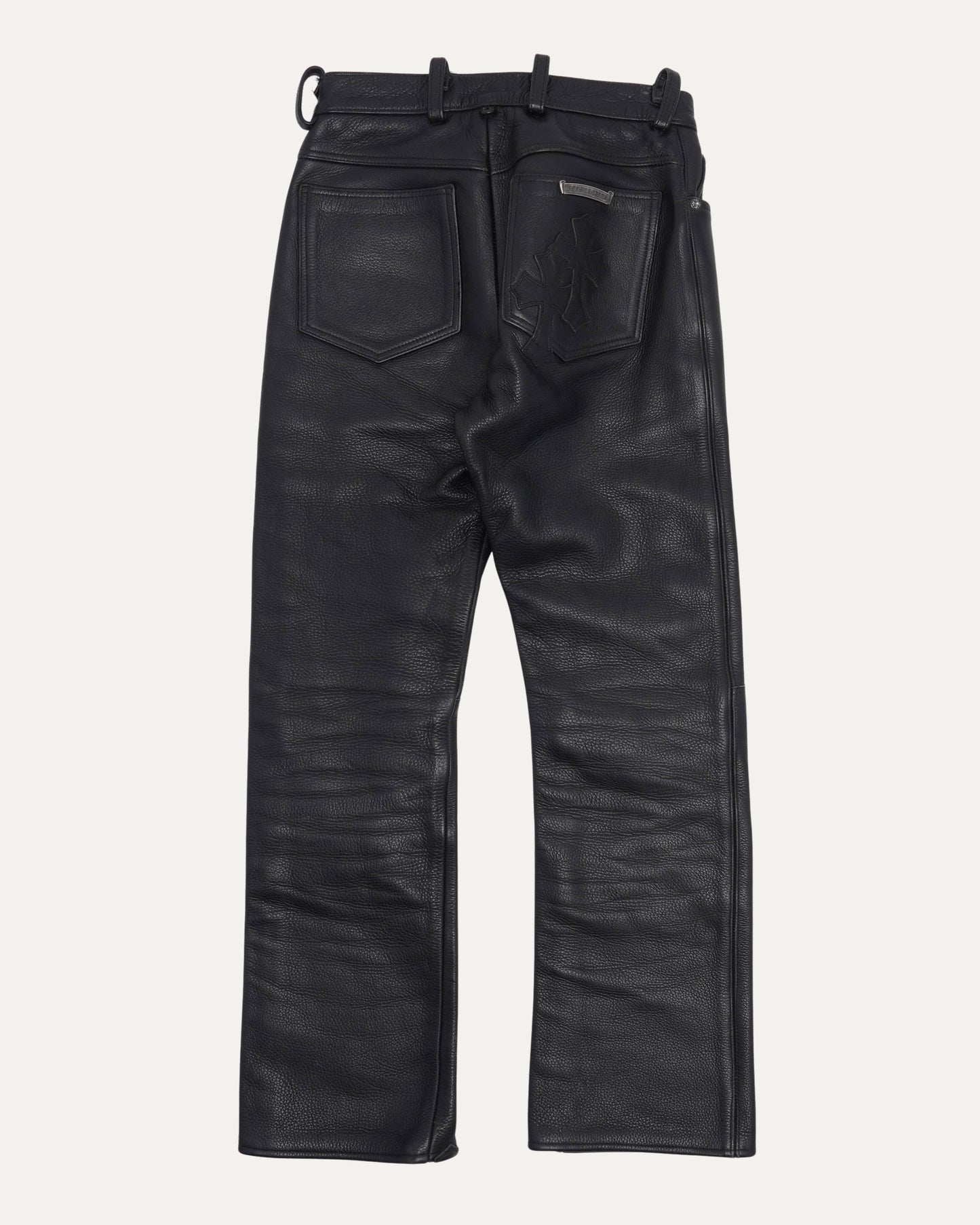Leather Cross Patch Fleur Knee Pants