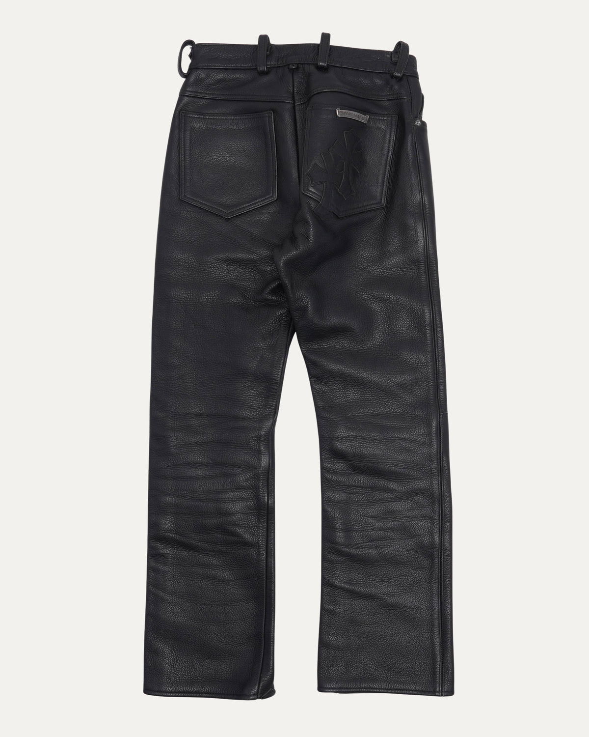 Leather Cross Patch Fleur Knee Pants