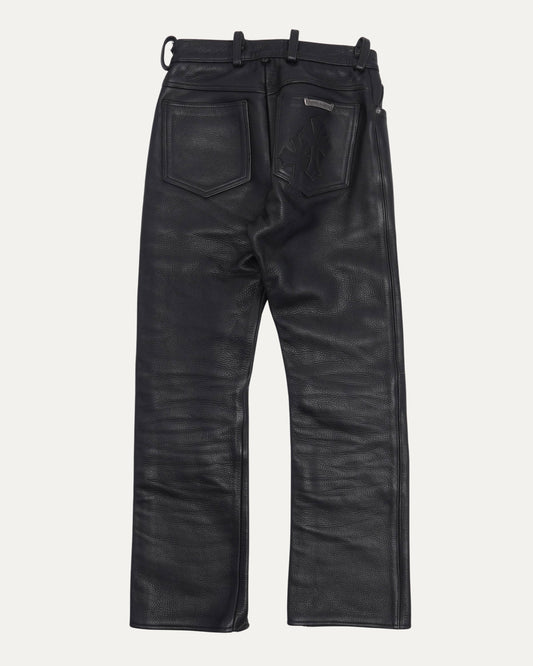 Leather Cross Patch Fleur Knee Pants