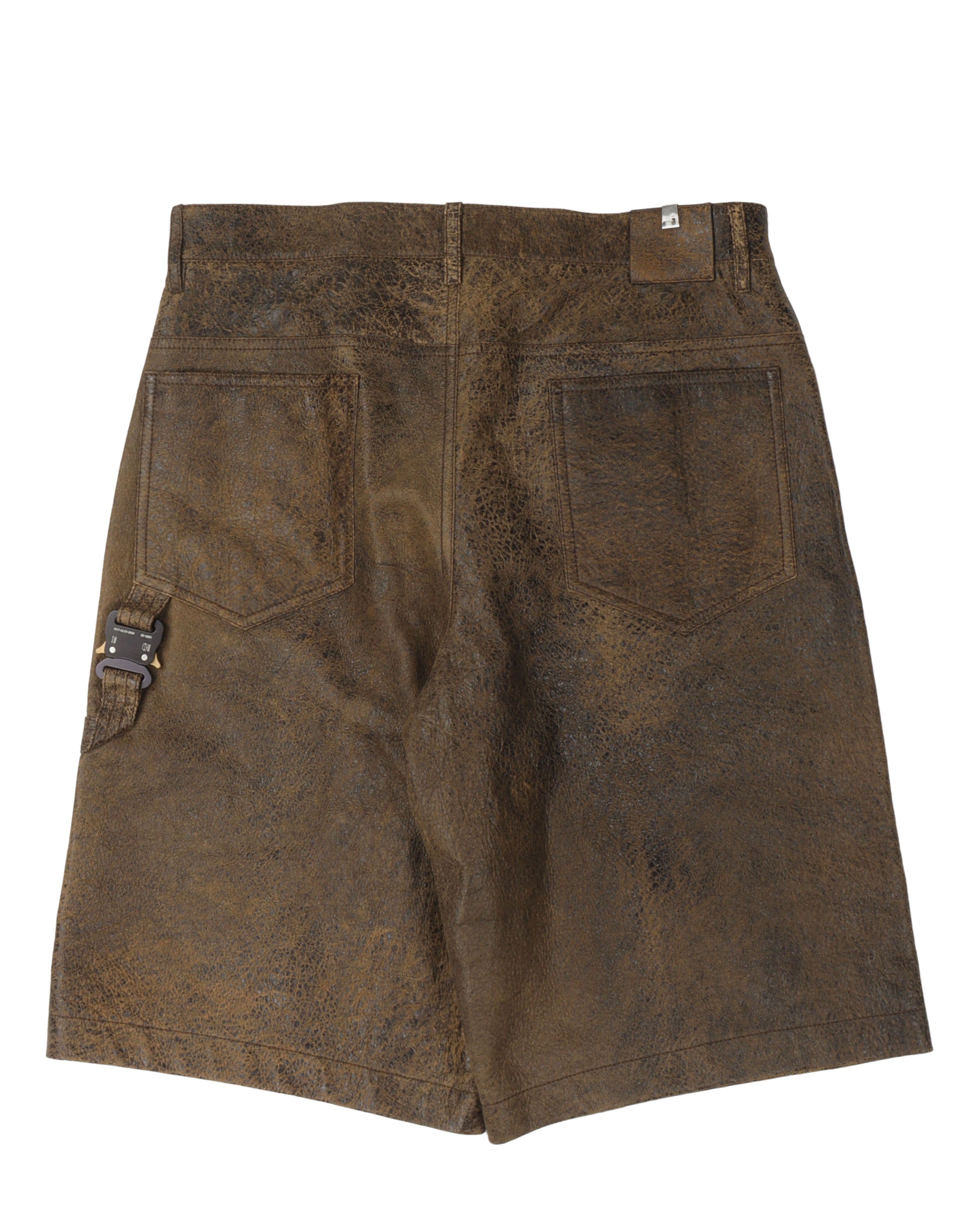 Treated Leather Buckle Shorts