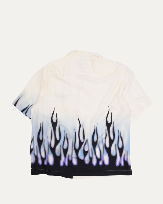 Double Match Flames Silk Bowling Shirt