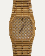 18k Gold Diamond Face Bamboo Watch