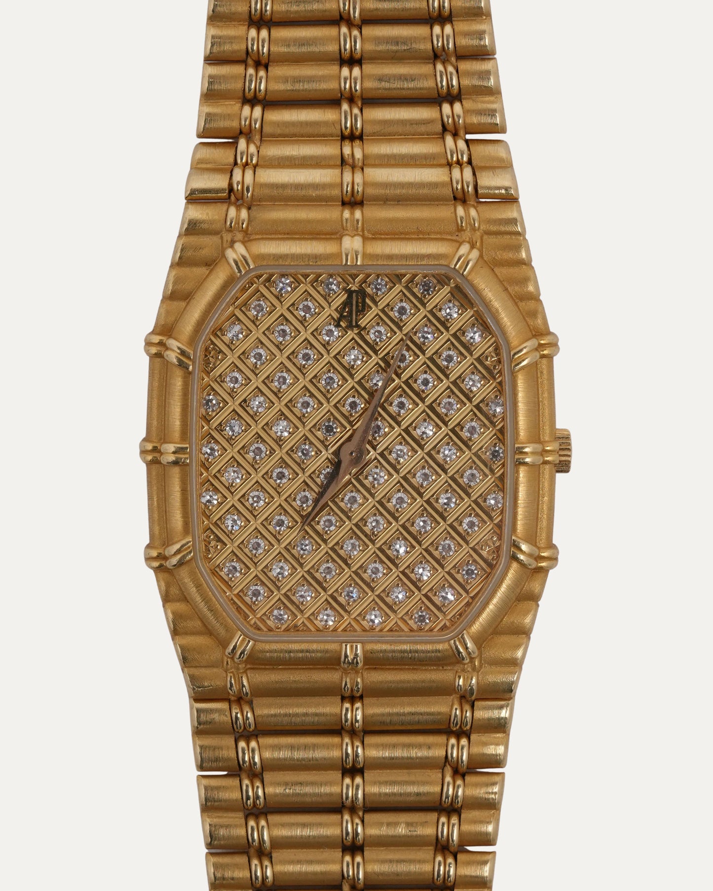 18k Gold Diamond Face Bamboo Watch