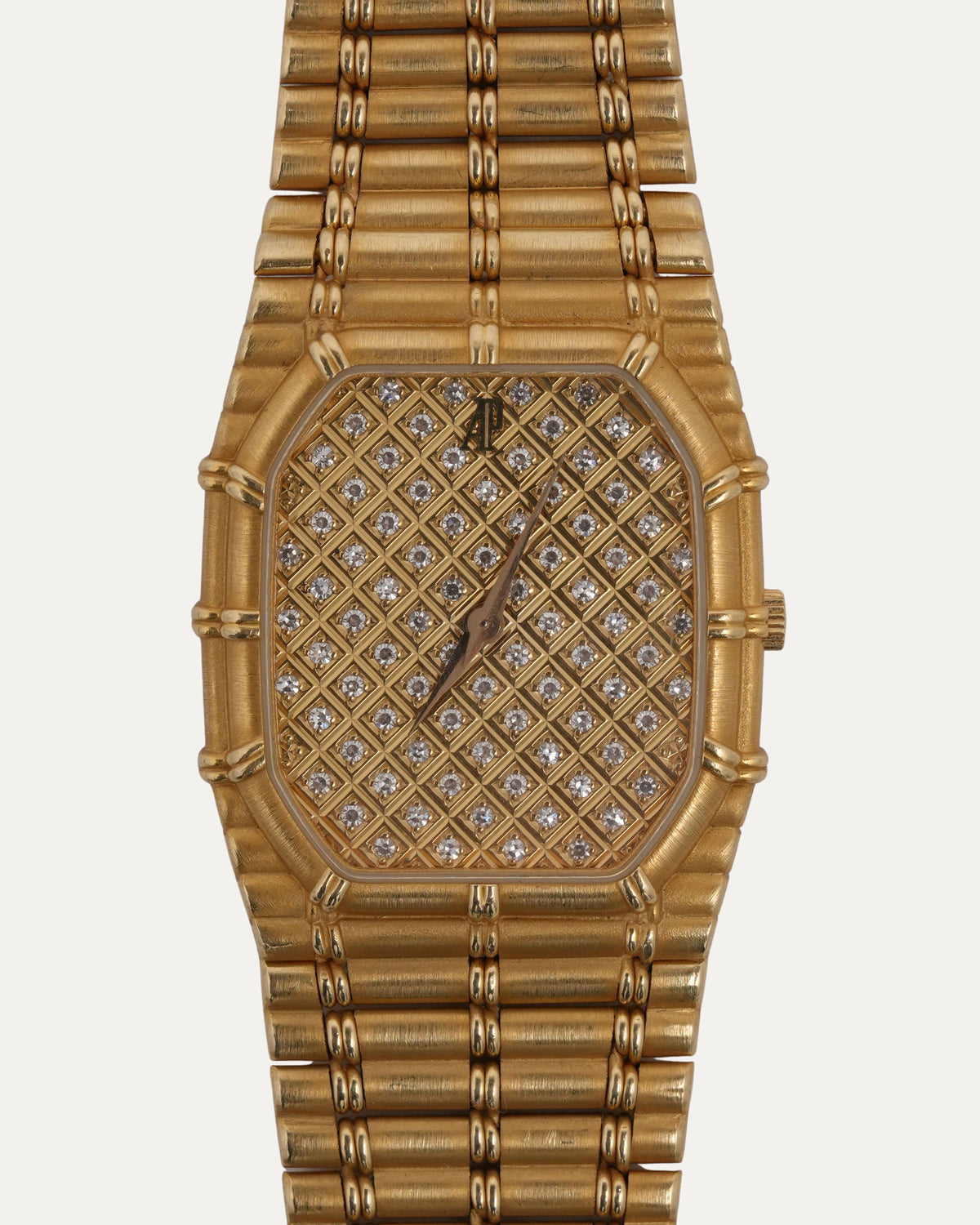 18k Gold Diamond Face Bamboo Watch
