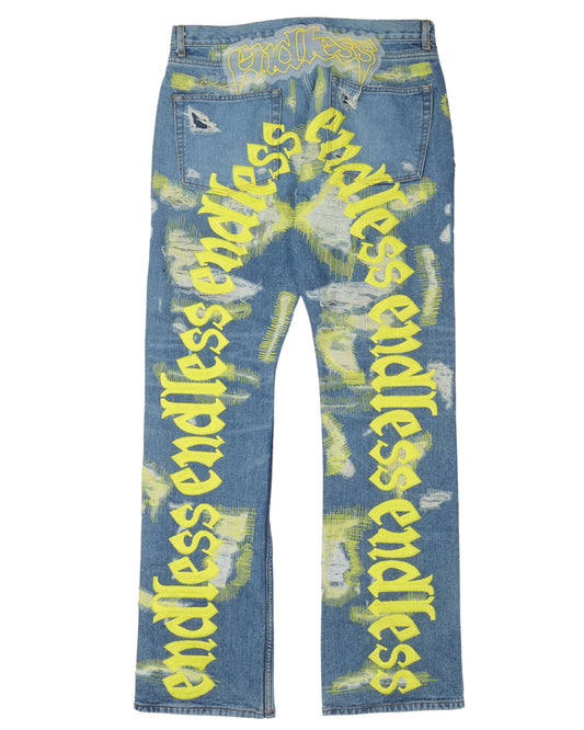 Distressed Embroidered Jeans