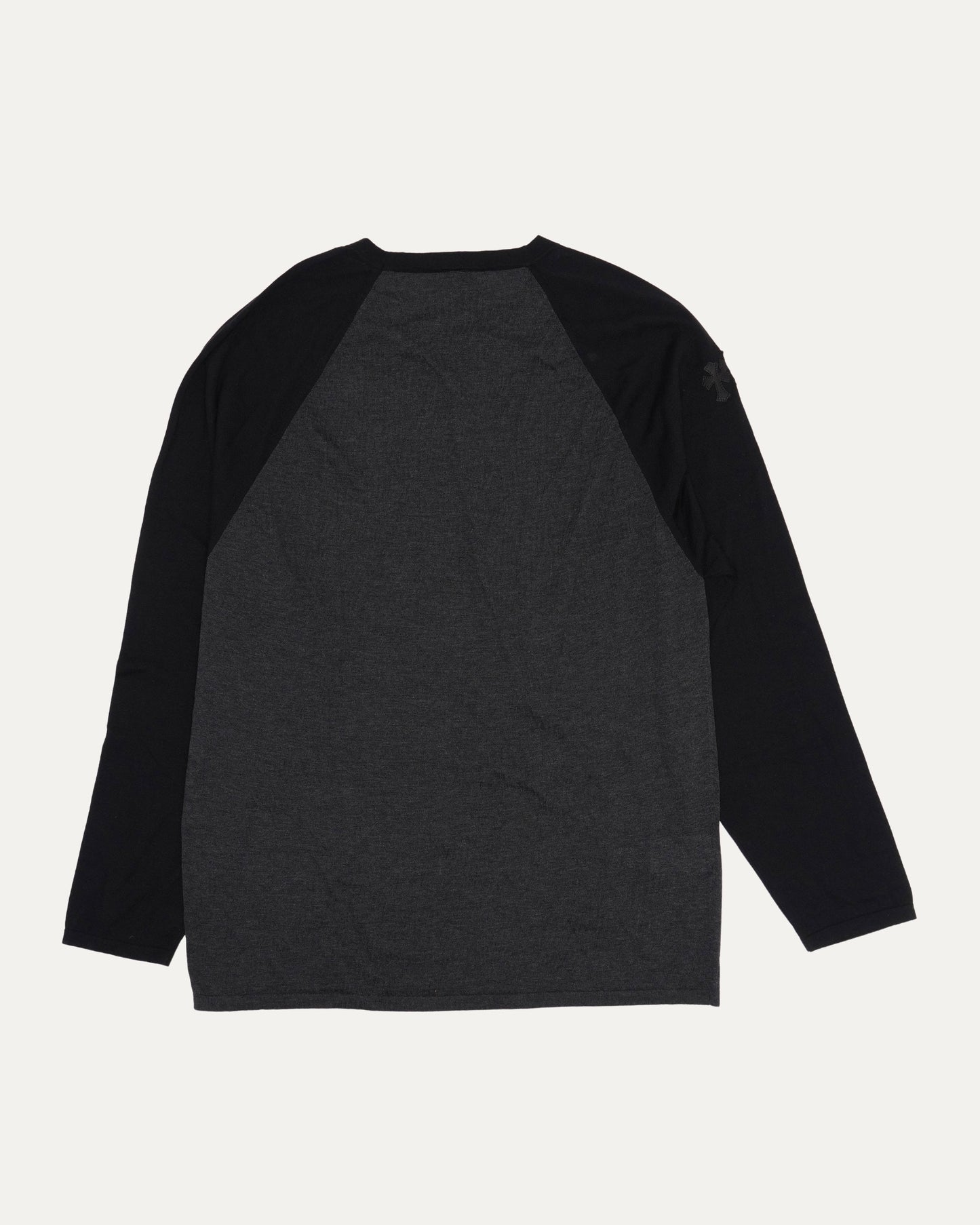 Silk Blend Cross Patch Long Sleeve Raglan T-Shirt