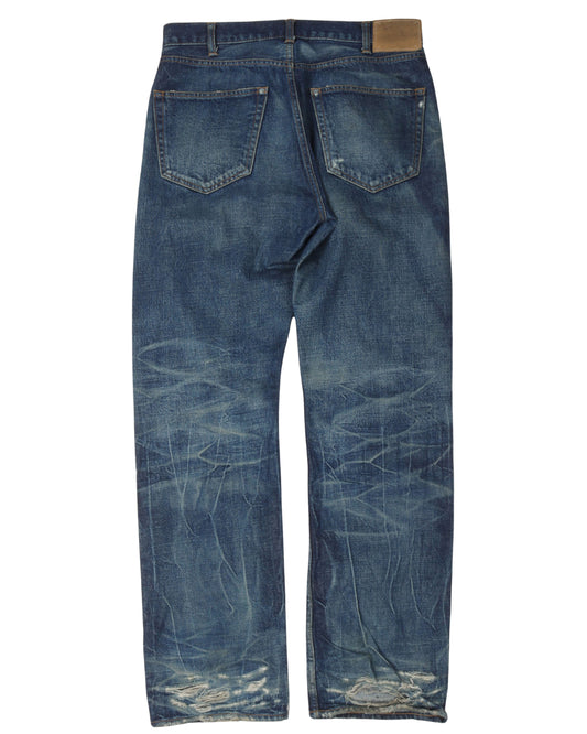 Distressed Moonwash Skater Jeans