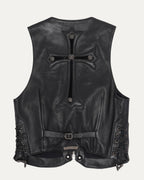 Cross Embellished Leather Vest