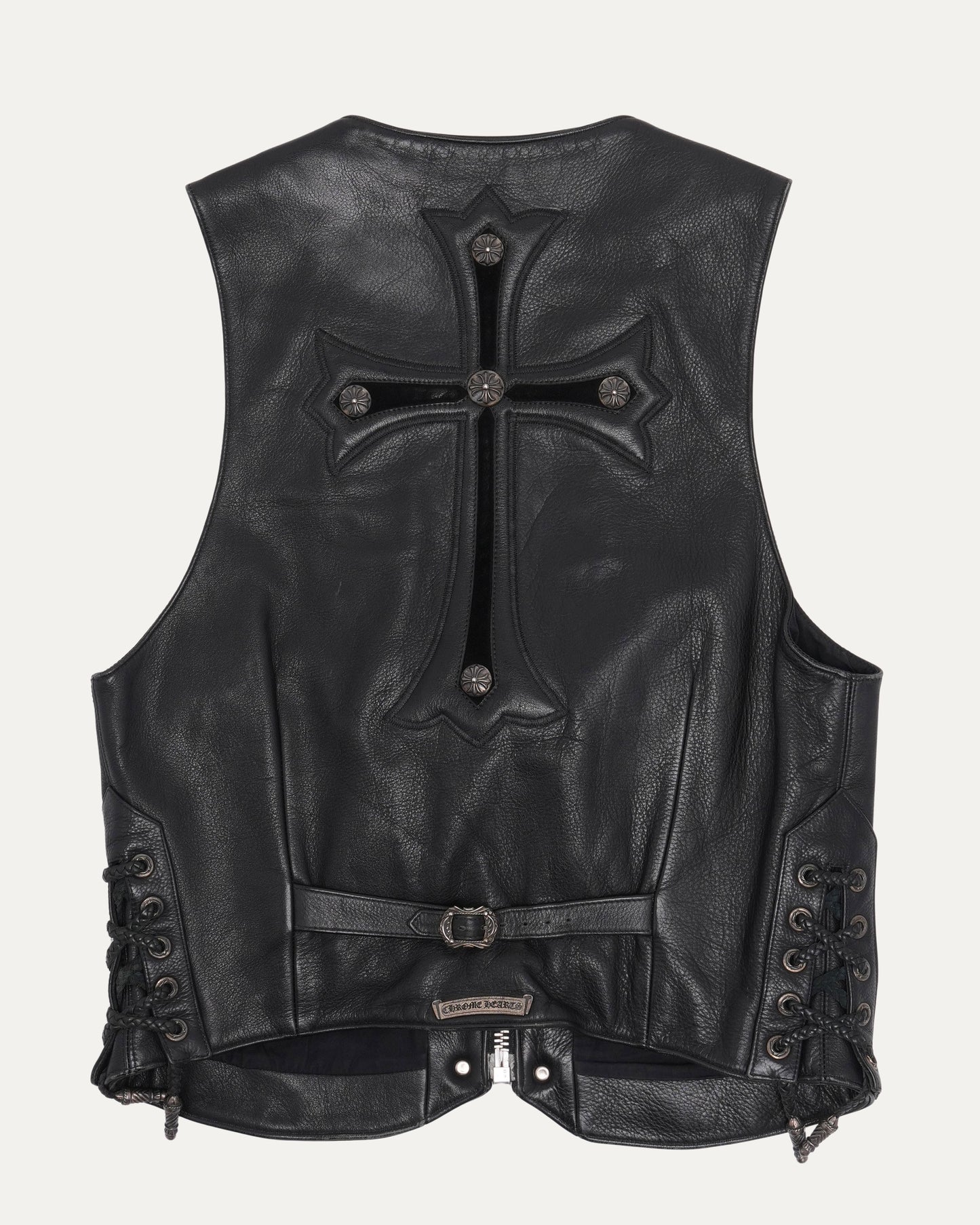 Cross Embellished Leather Vest