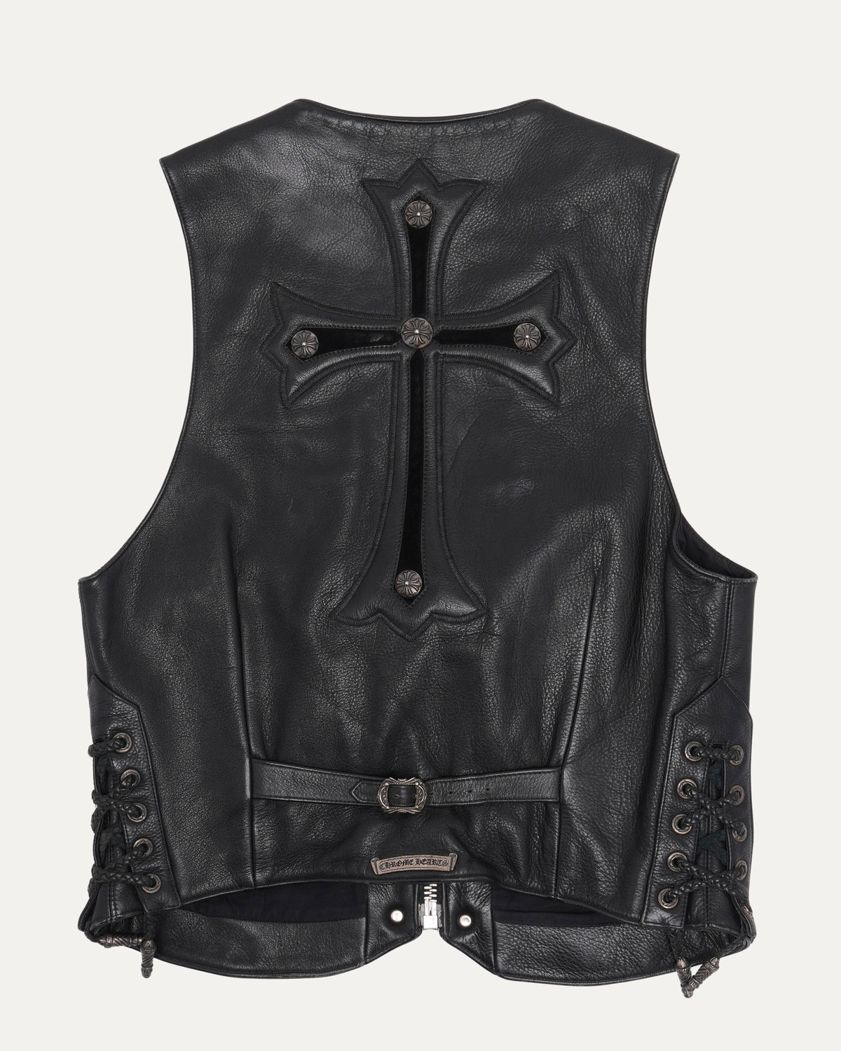 Cross Embellished Leather Vest