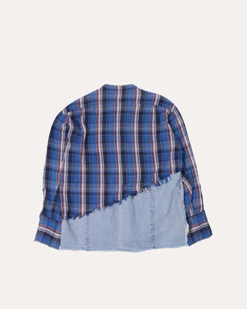 50/50 Blue Plaid/Denim Boxy Studio Shirt