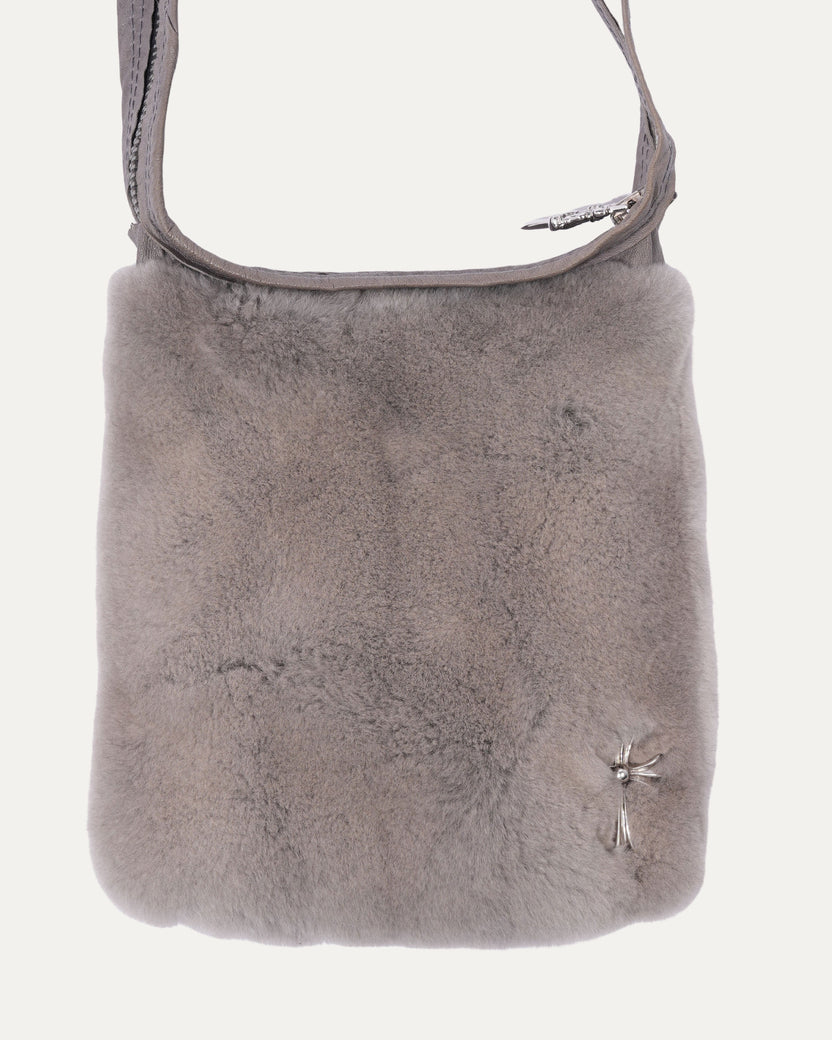 Rick Owens Hun Silver-Embellished Chinchilla-Fur Bag