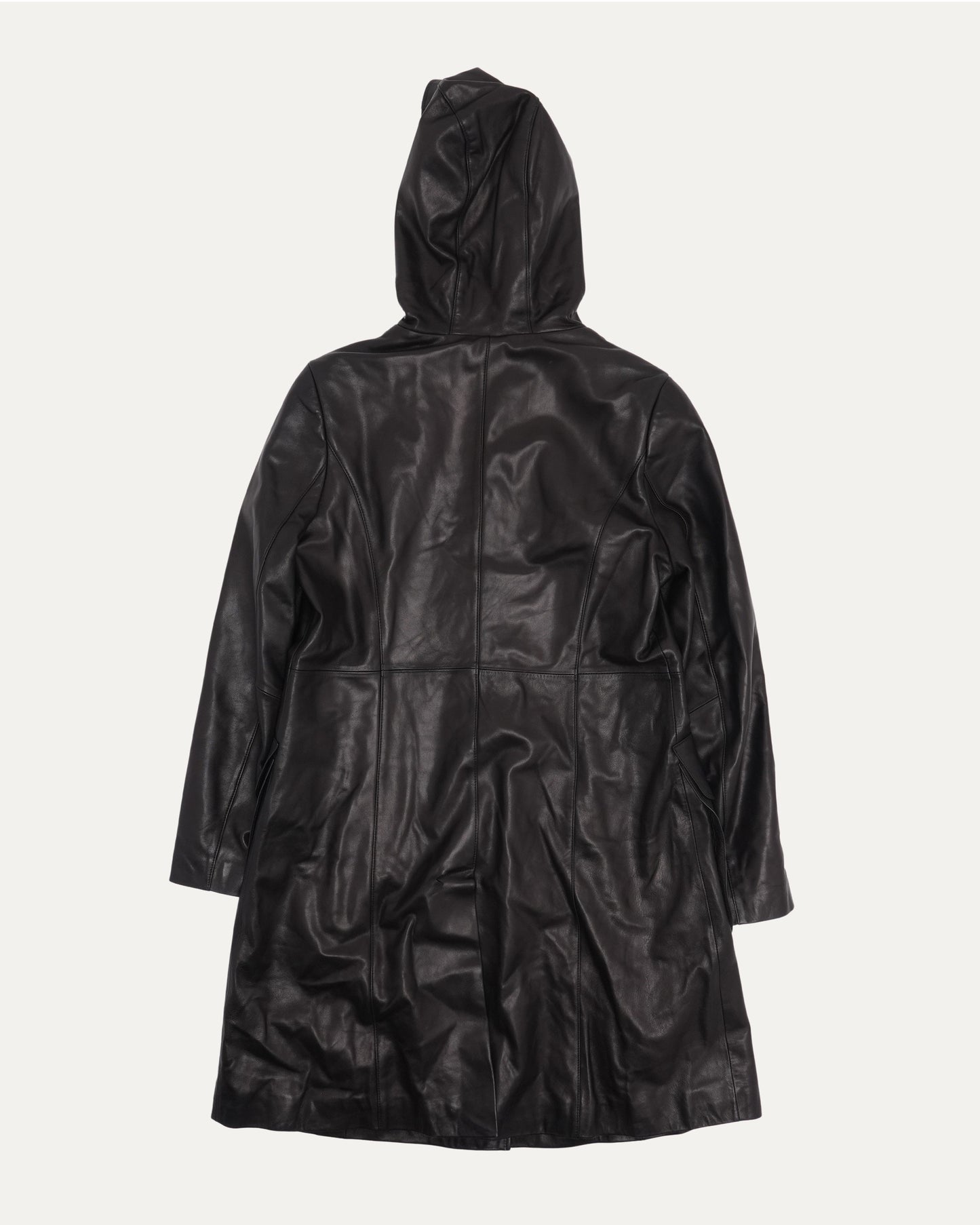 Leather Hooded Coat