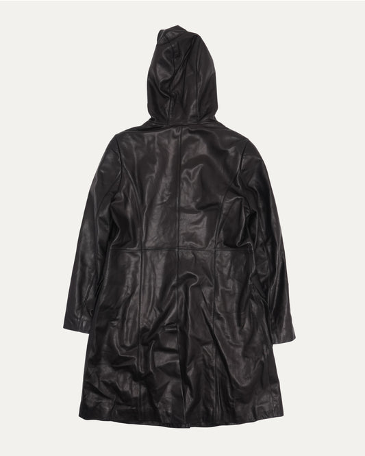 Leather Hooded Coat