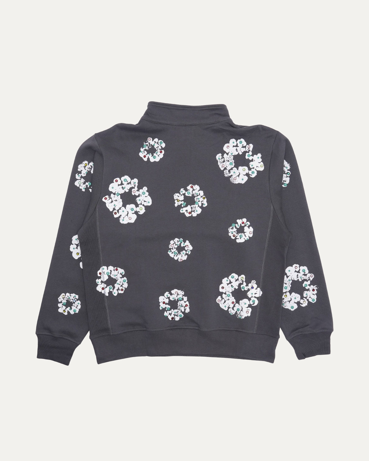 Rhinestone Cotton Wreath Quarter-Zip Sweatshirt