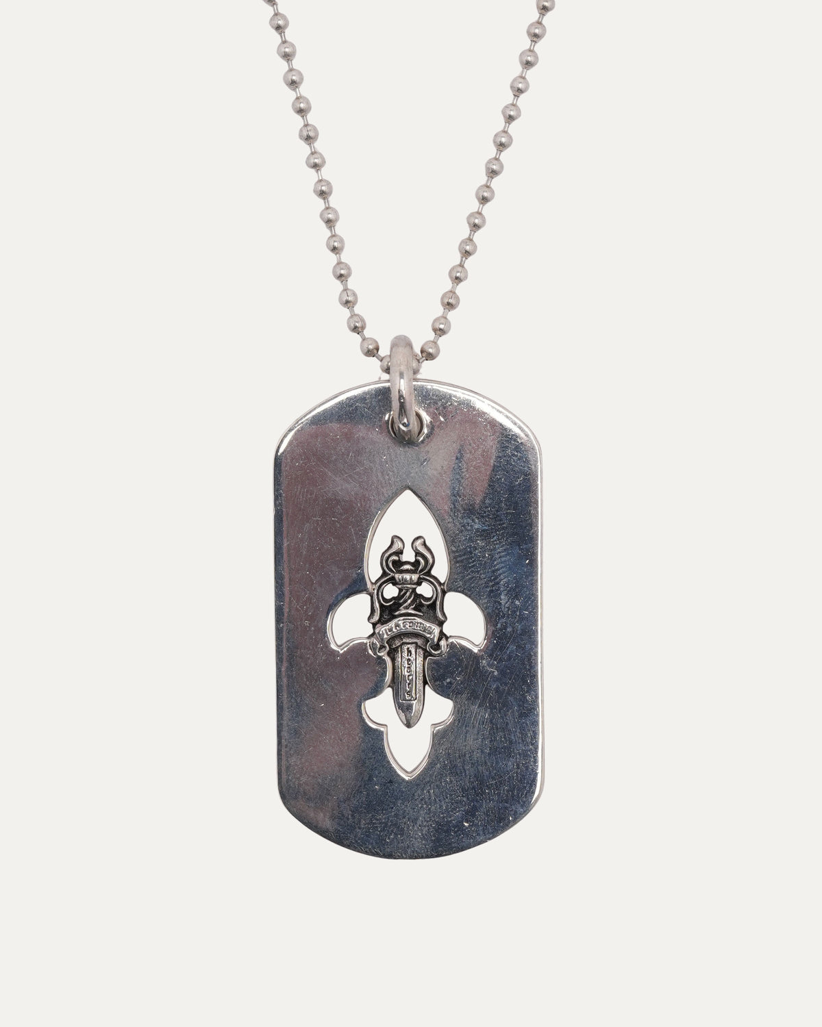 Cross Cutout Dagger Dog Tag Pendant