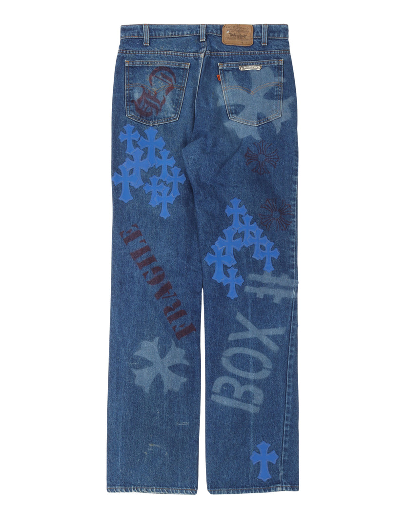 Levi's Zipper Fly Stencil Cross Patch Jeans