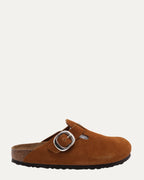 Cross Embellished Birkenstock Boston Suede Mule