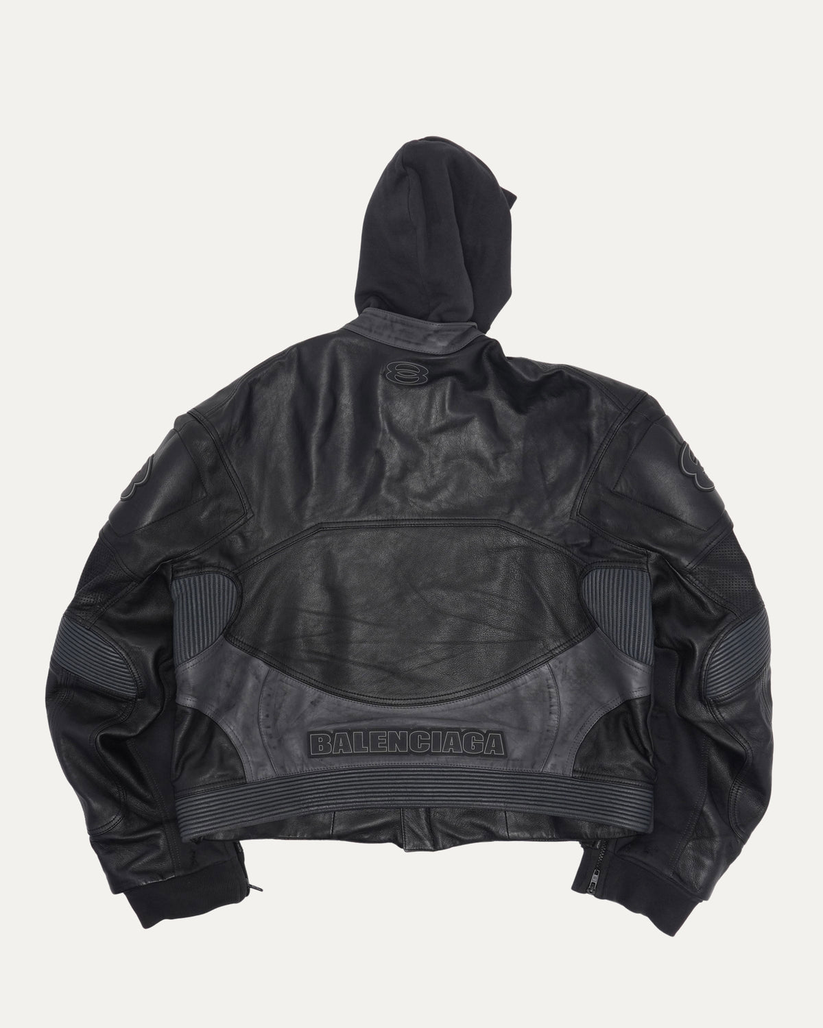Hooded Leather Biker Jacket