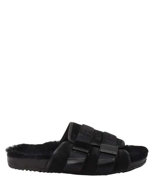 Strapped Sandals with Fur Footbed