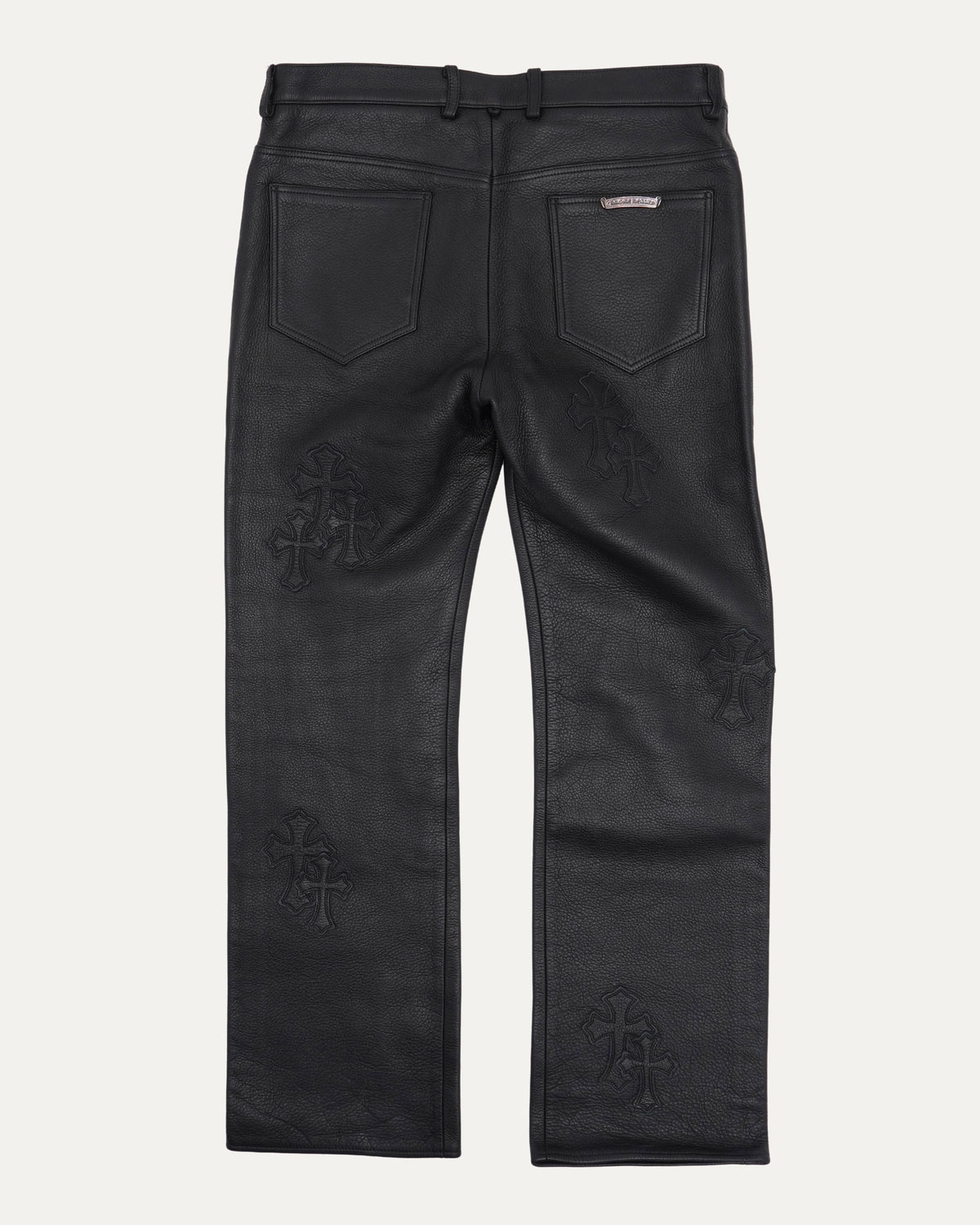 Leather Cross Patch Pants
