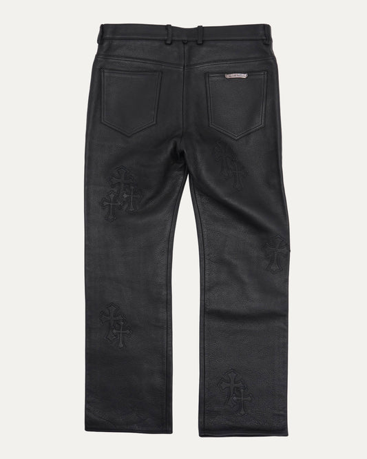 Leather Cross Patch Pants