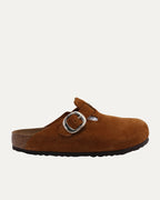 Cross Embellished Birkenstock Boston Suede Mule