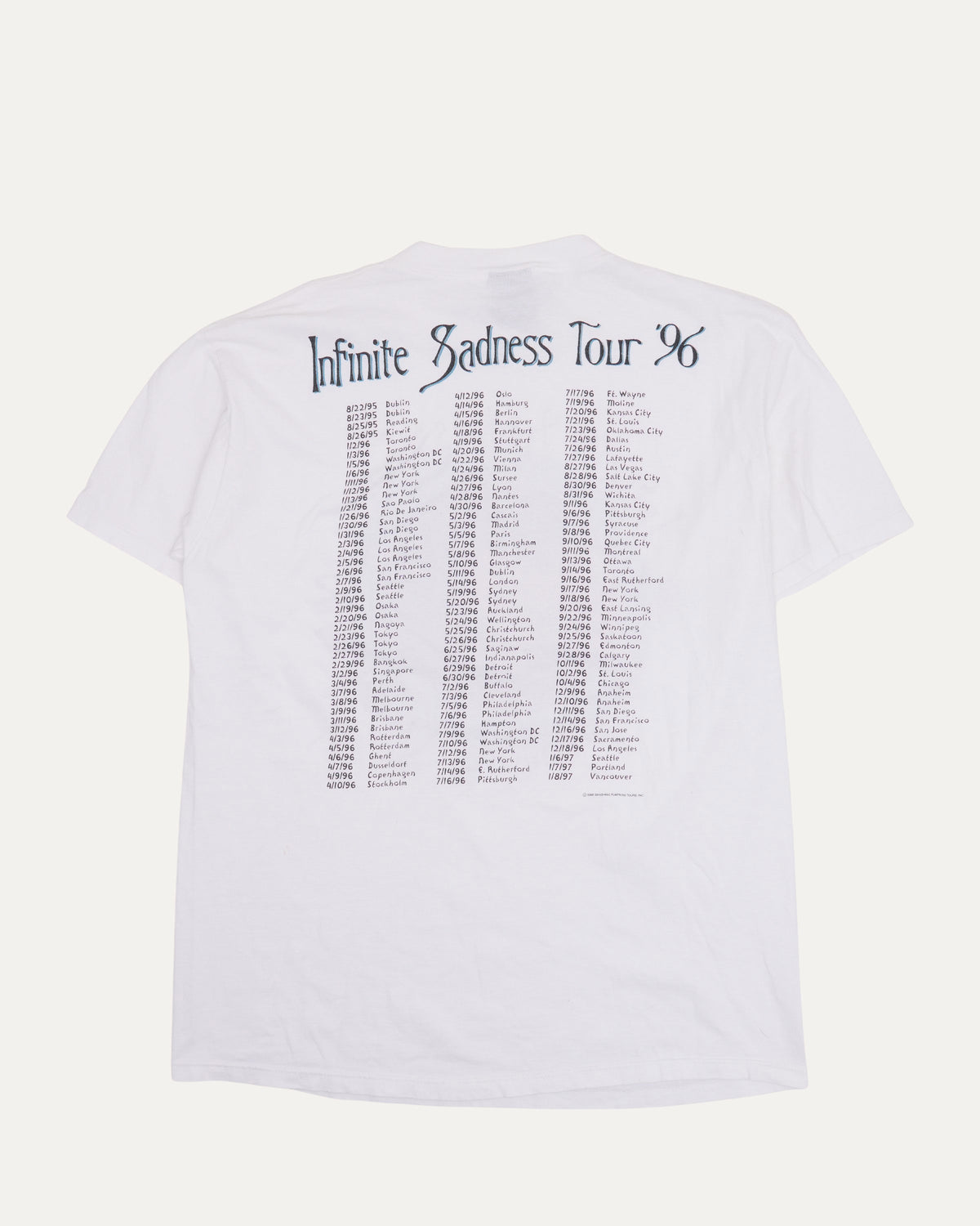 Smashing Pumpkins Infinite Sadness Tour 1996 T-Shirt