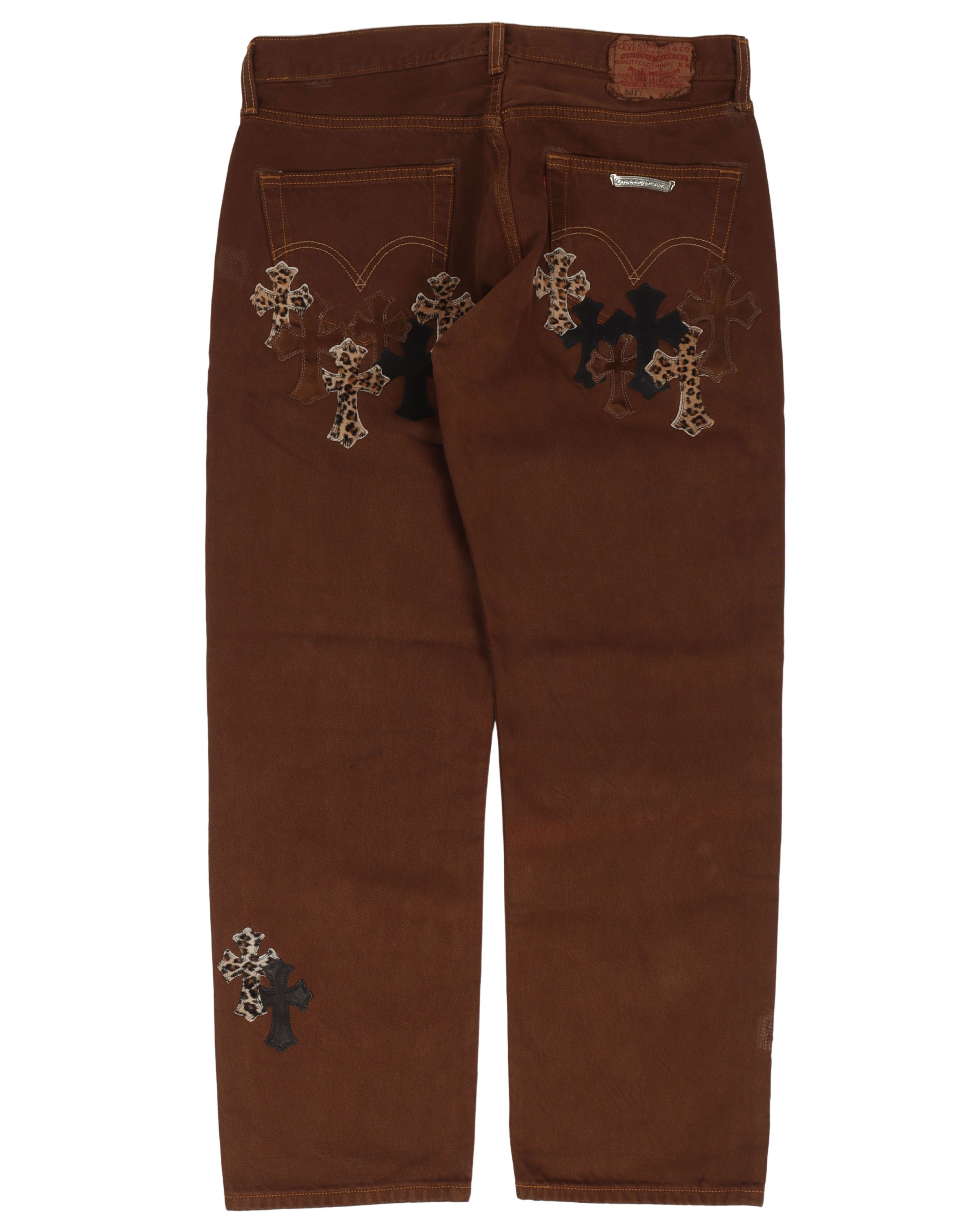 NYFW Exclusive Cheetah Cross Patch Jeans