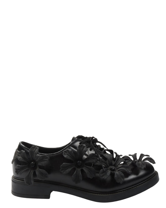 Floral Applique Leather Derby