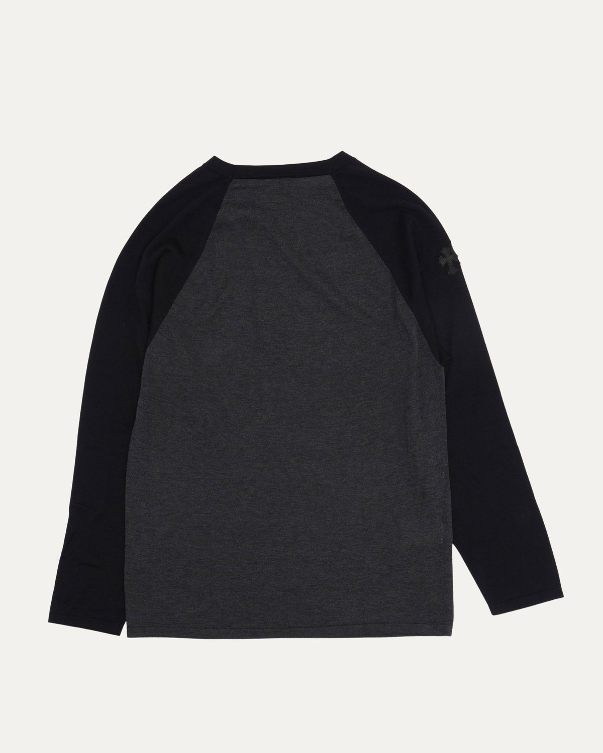 Silk Blend Cross Patch Long Sleeve Raglan T-Shirt