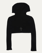 Cross Patch Cashmere Cropped Hooded Sweater