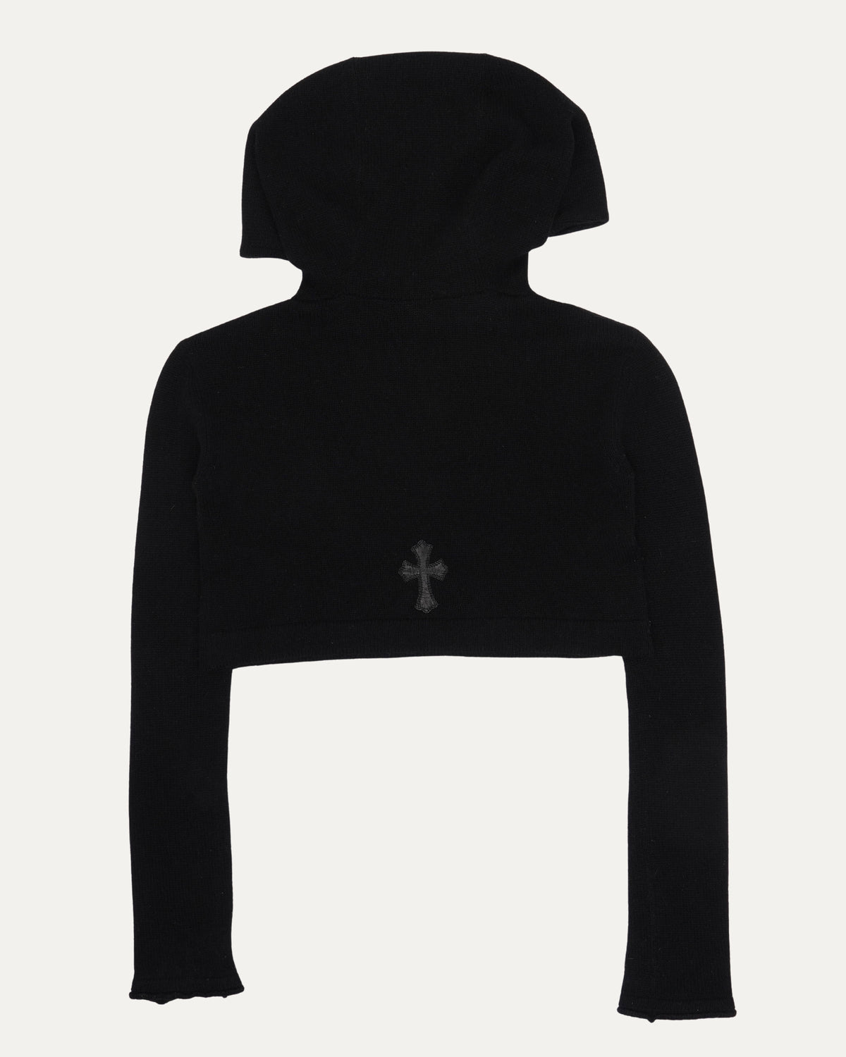 Cross Patch Cashmere Cropped Hooded Sweater