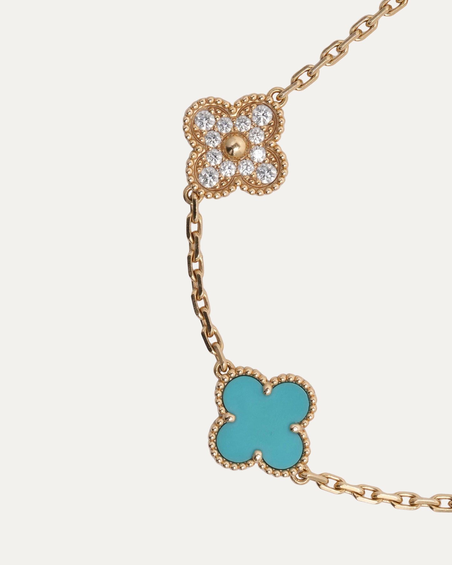 Gold Diamond Turquoise Vintage Alhambra Bracelet