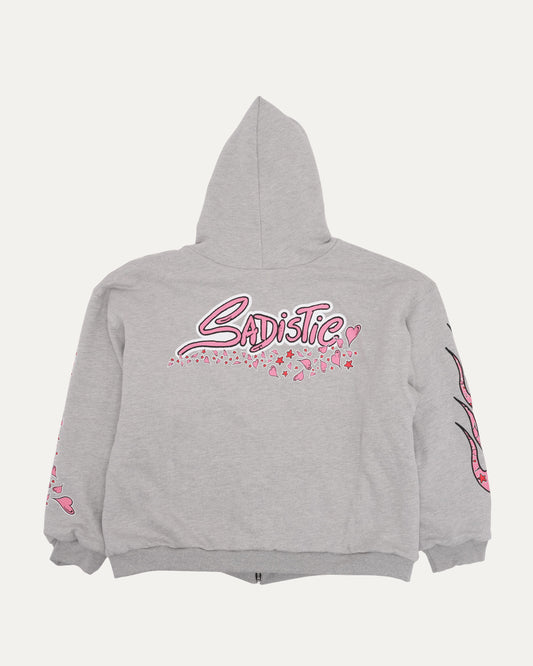Embroidered Sadistic Thermal Lined Zip Up Hoodie