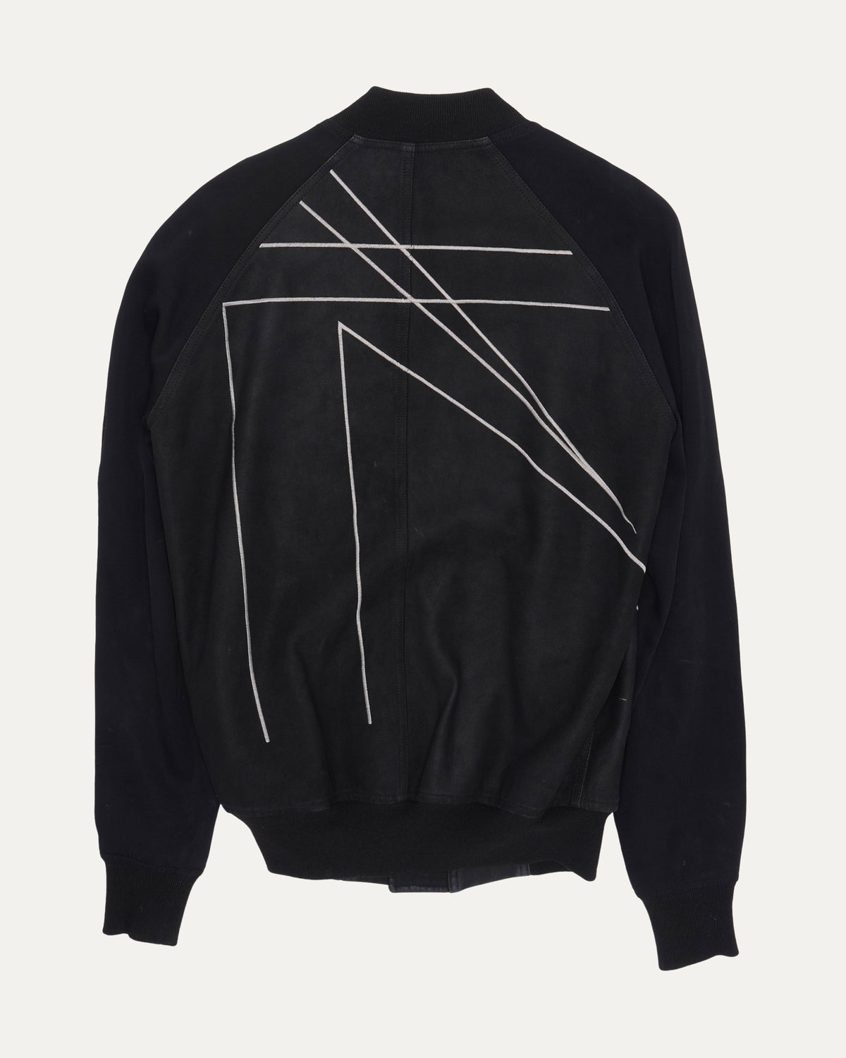 Contrast Sleeve Leather Bomber Jacket