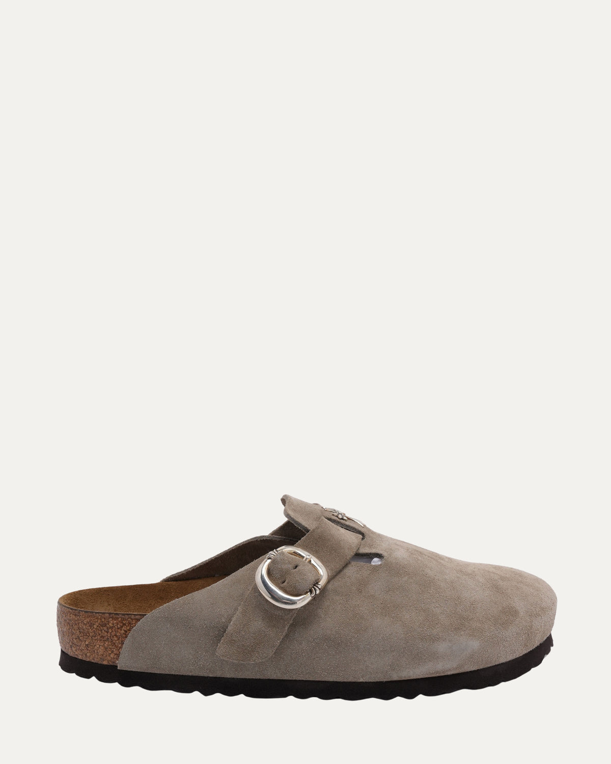 Cross Embellished Birkenstock Boston Suede Mule