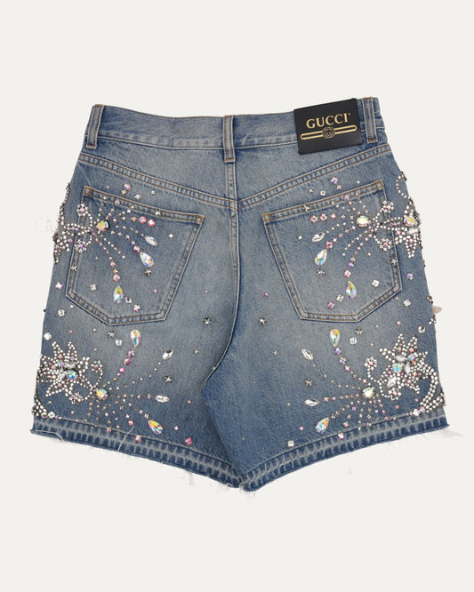 Rhinestone Embellished Jean Shorts