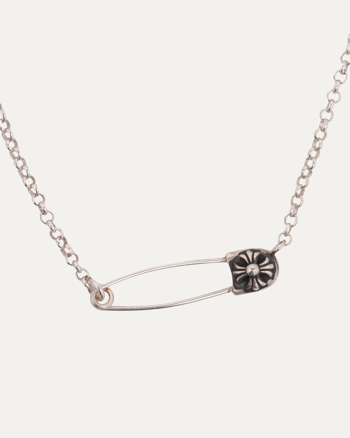 Safety Pin Roll Chain Necklace