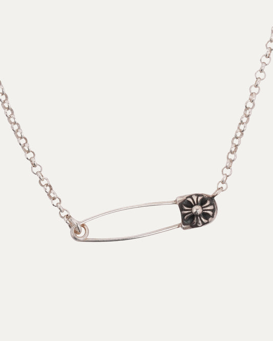 Safety Pin Roll Chain Necklace