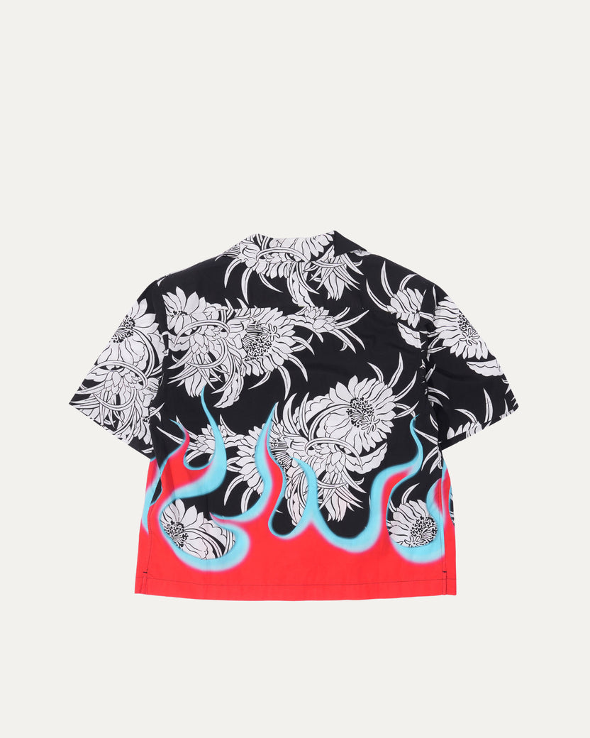 Dahlia Flame Printed Bowling Shirt