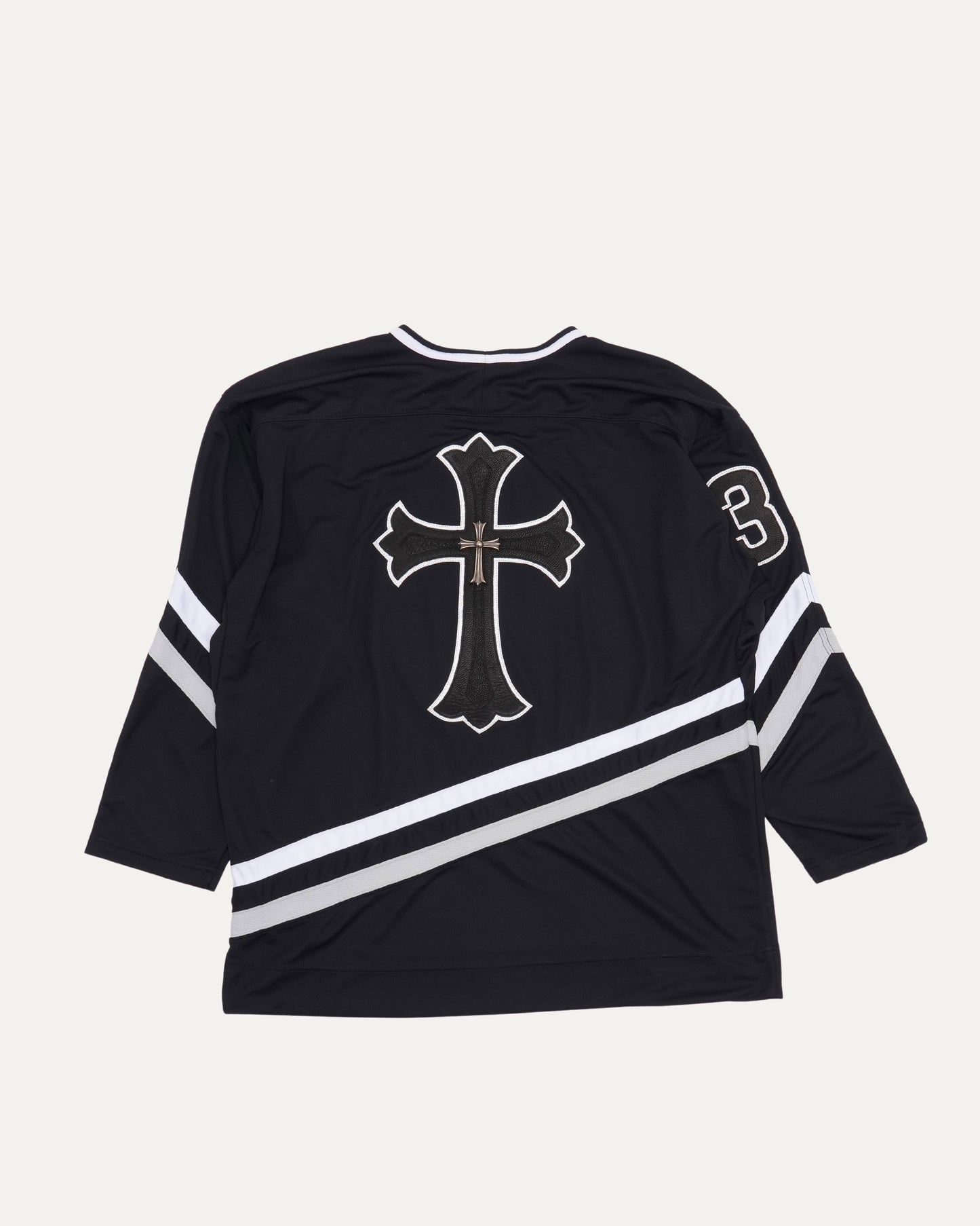 Silver Embellished Cross Patch Hockey Jersey