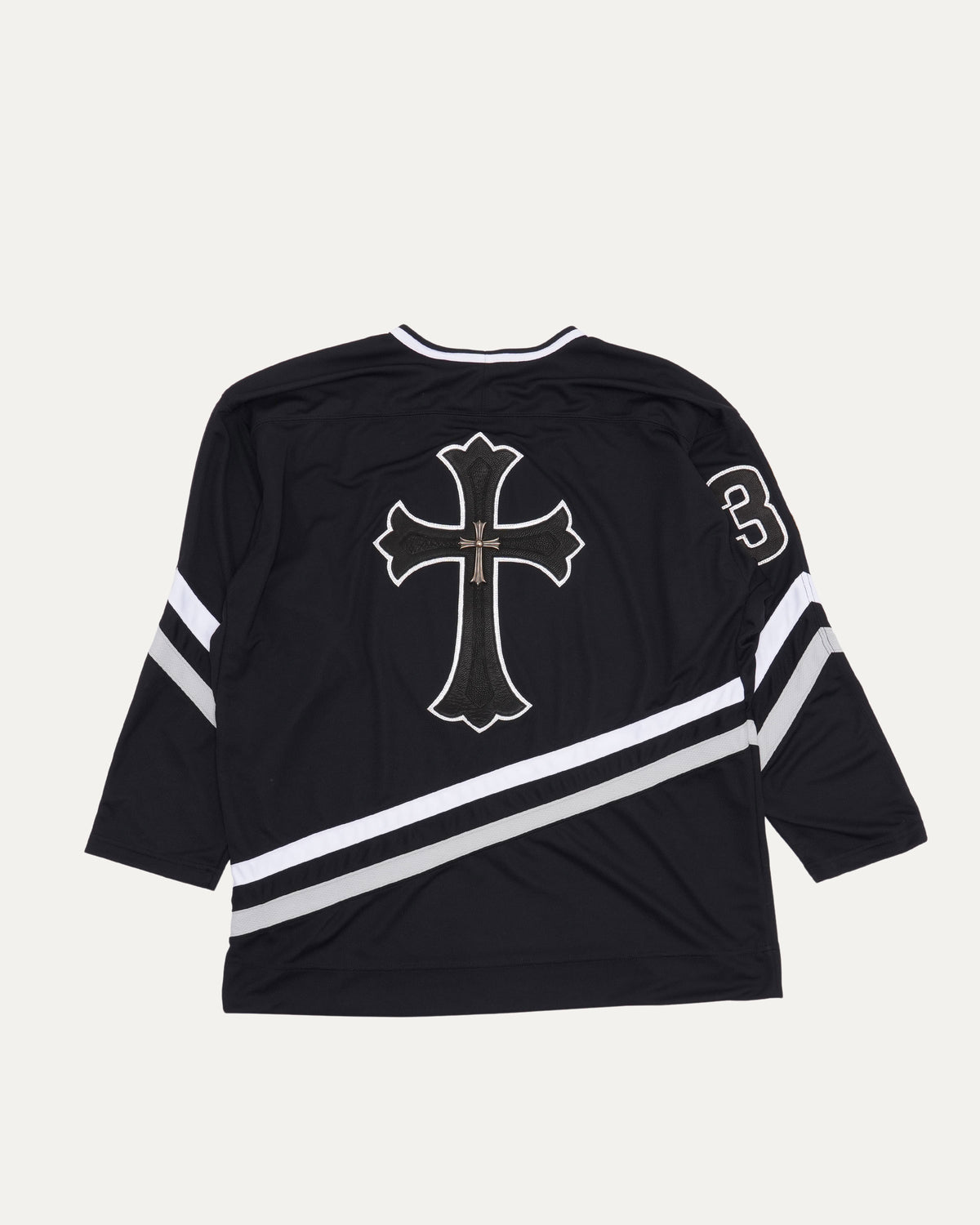 Silver Embellished Cross Patch Hockey Jersey