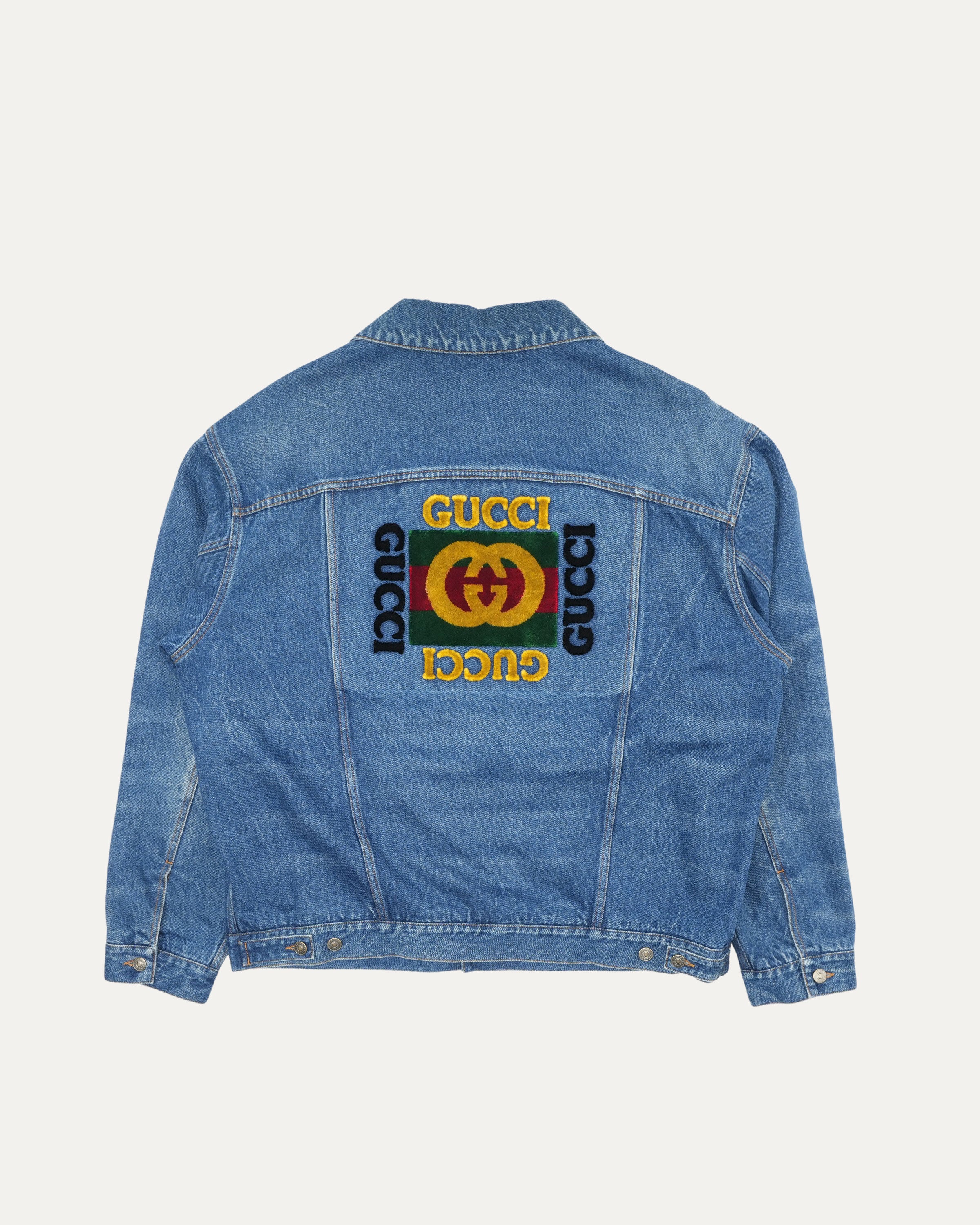 Amor Caecus Appliqué Denim Trucker Jacket